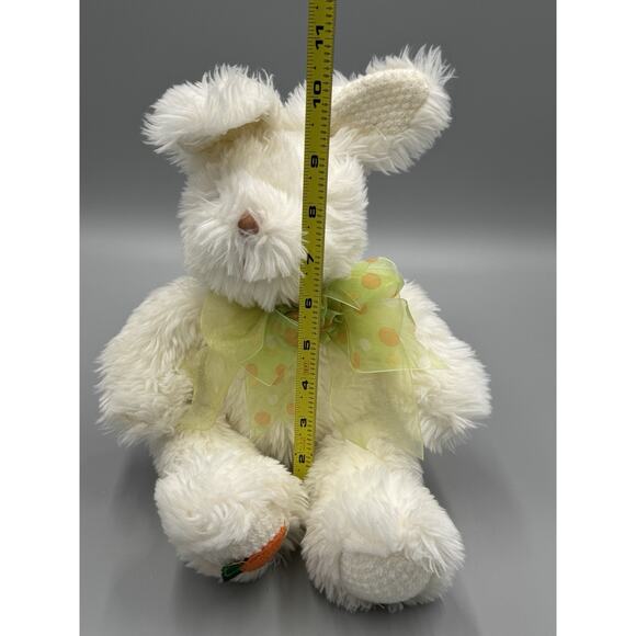 Walmart White Bunny Rabbit W/ Polka Dot Ribbon Now Tie Carrot On Foot Plush 12” - Picture 3 of 8